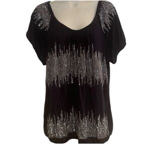 I.N.C. Petite dark blue blouse with silver accents